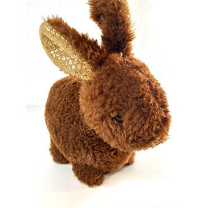 Hug & Luv Bunny Brown Plush Stuffed Animal Toy Gold Ears White Tail 11.5.x 9